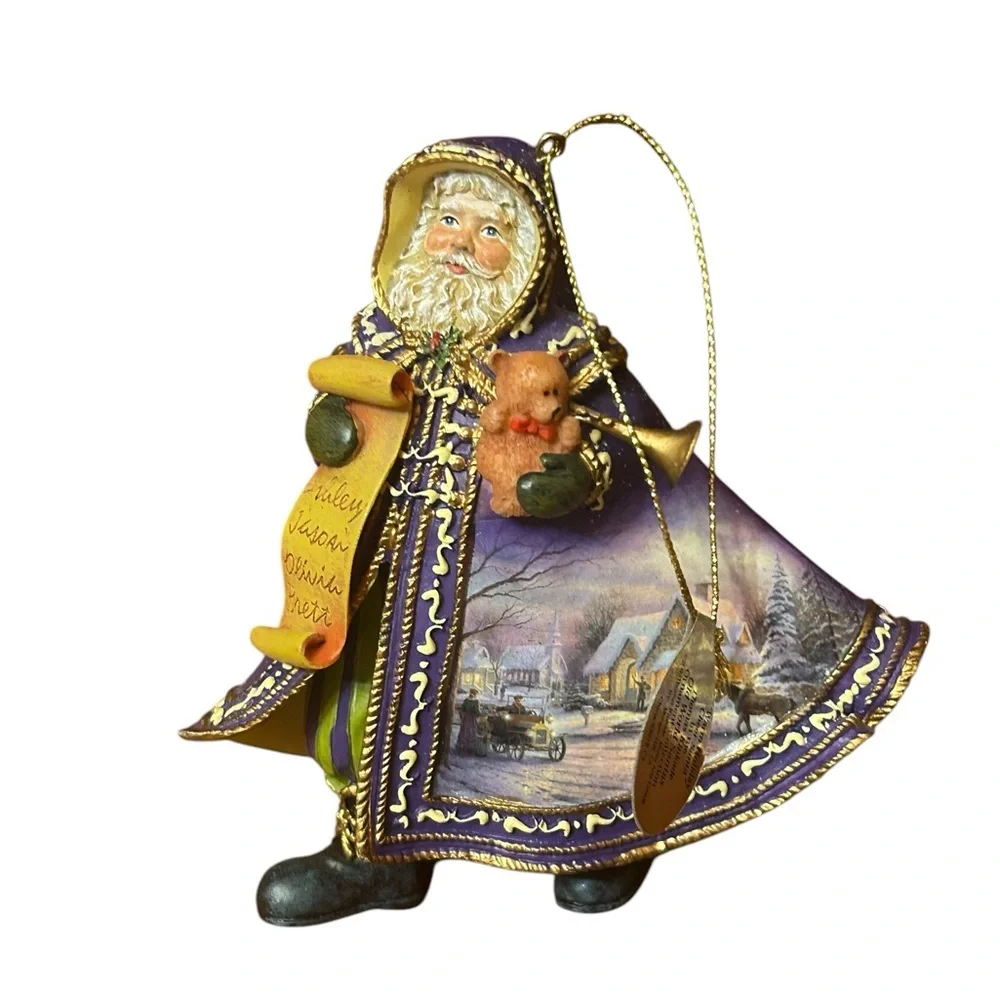 Thomas Kinkade Ashton Drake Warm Holiday Cheer Santas Ornament RARE 2003 NWT